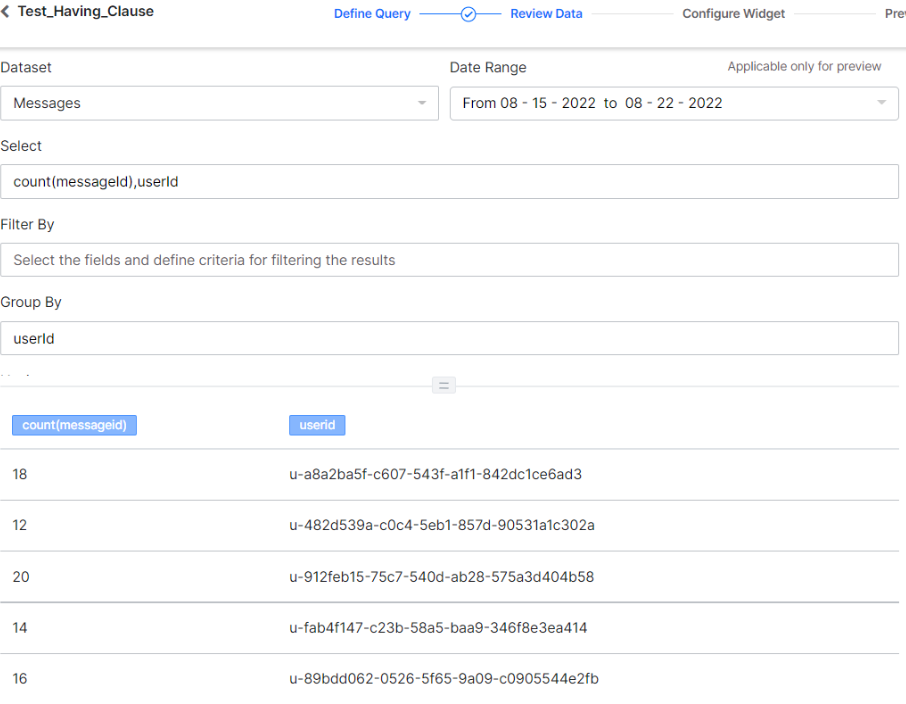Filter the Mesage Using Having Clause 1 Filter the Mesage Using Having Clause 1