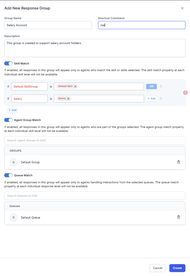 
Add New Response Group Window