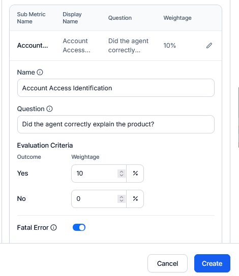 Configure Sub-Metrics